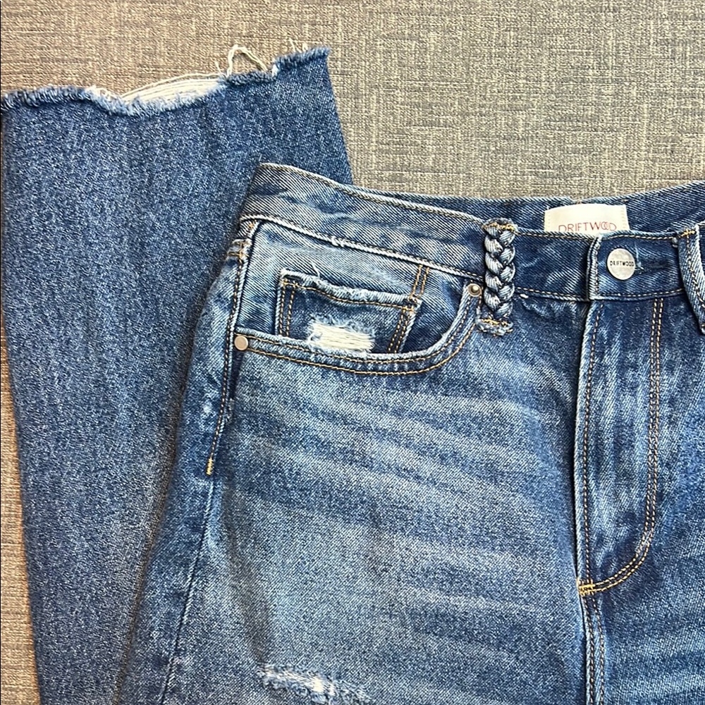 DRIFTWOOD Blue Straight Leg Jeans with Classic Fading Size 27